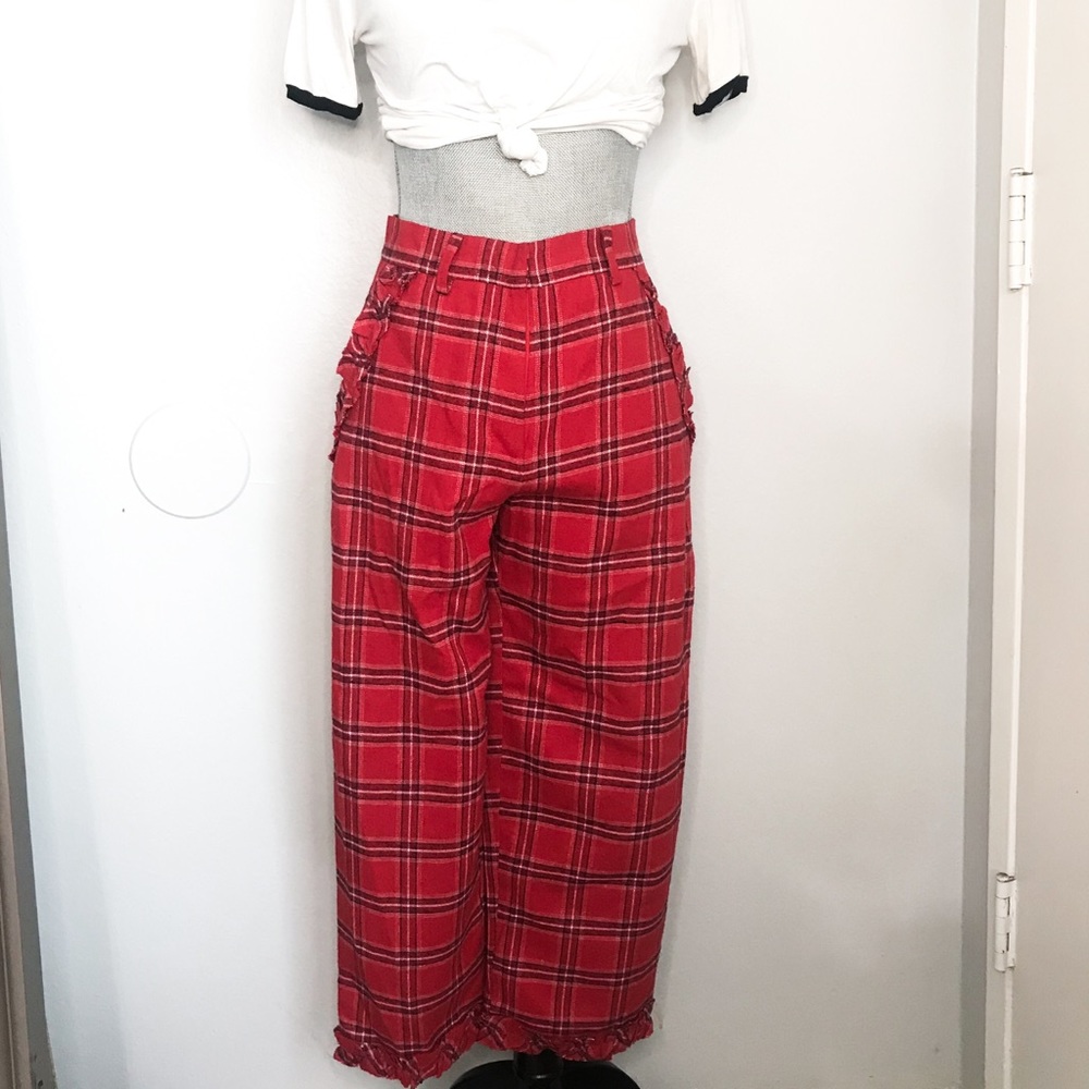 NWT RARE SEEK the label red plaid ruffle pants